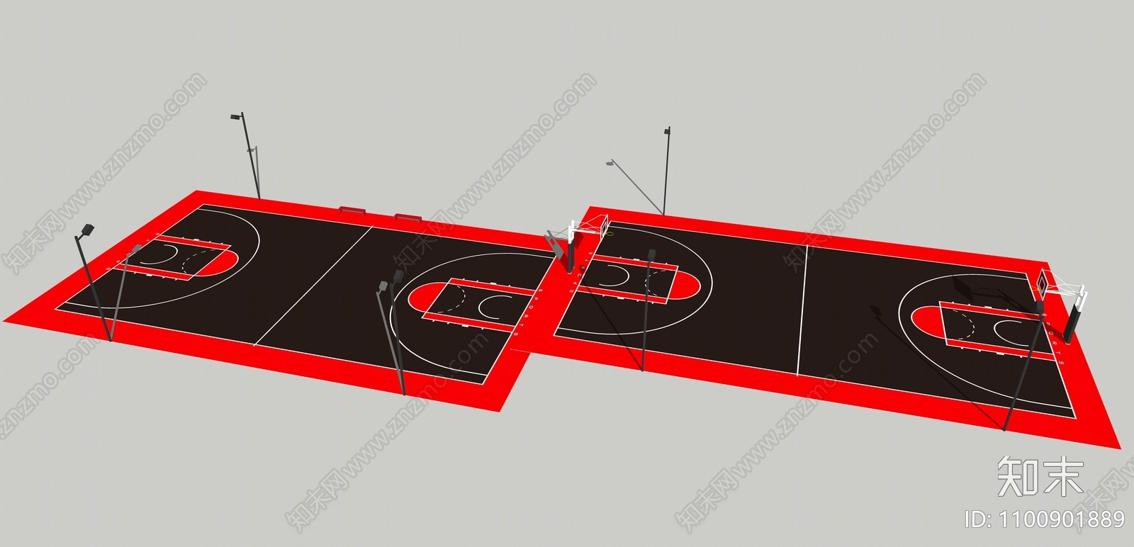 现代风格篮球场SU模型下载【ID:1100901889】