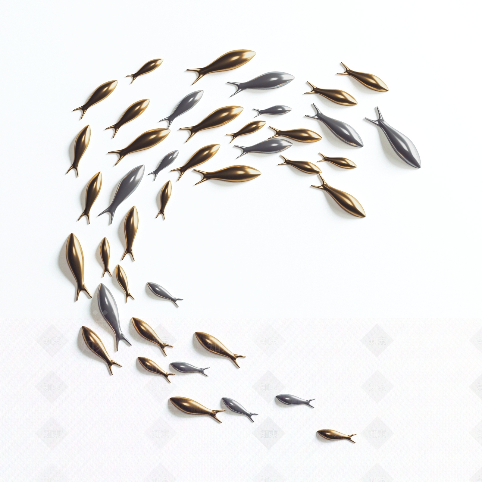 新中式游鱼墙饰挂件3D模型下载【ID:1100906048】