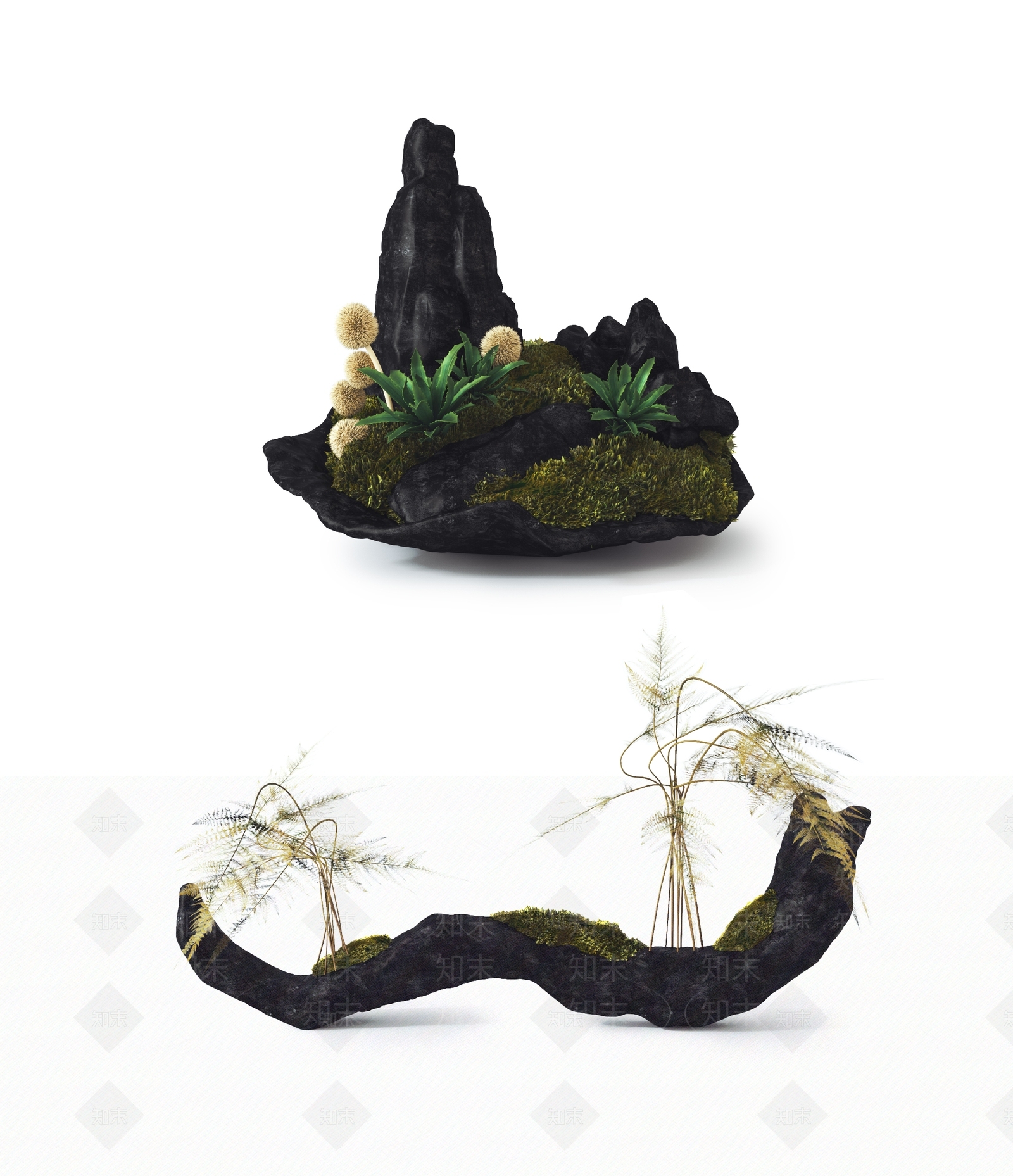 新中式石头假山饰品摆件3D模型下载【ID:1100909739】