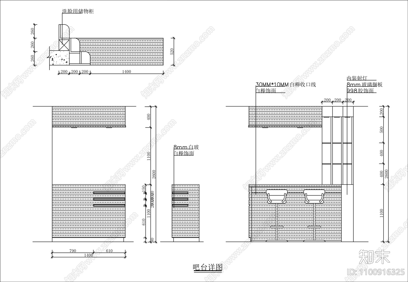 酒柜建筑图块施工图下载【ID:1100916325】