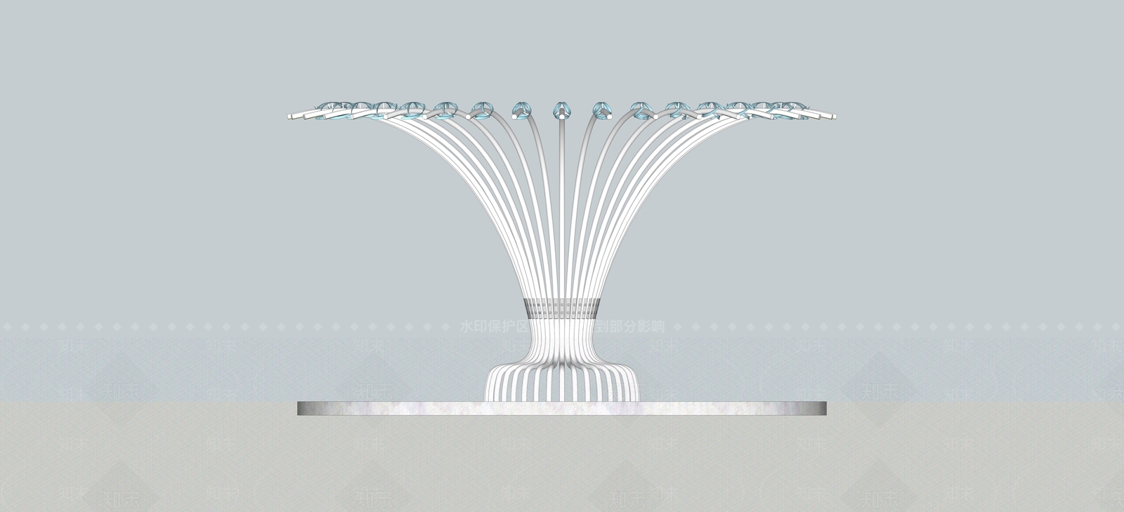 现代树状景观柱SU模型下载【ID:1100918650】