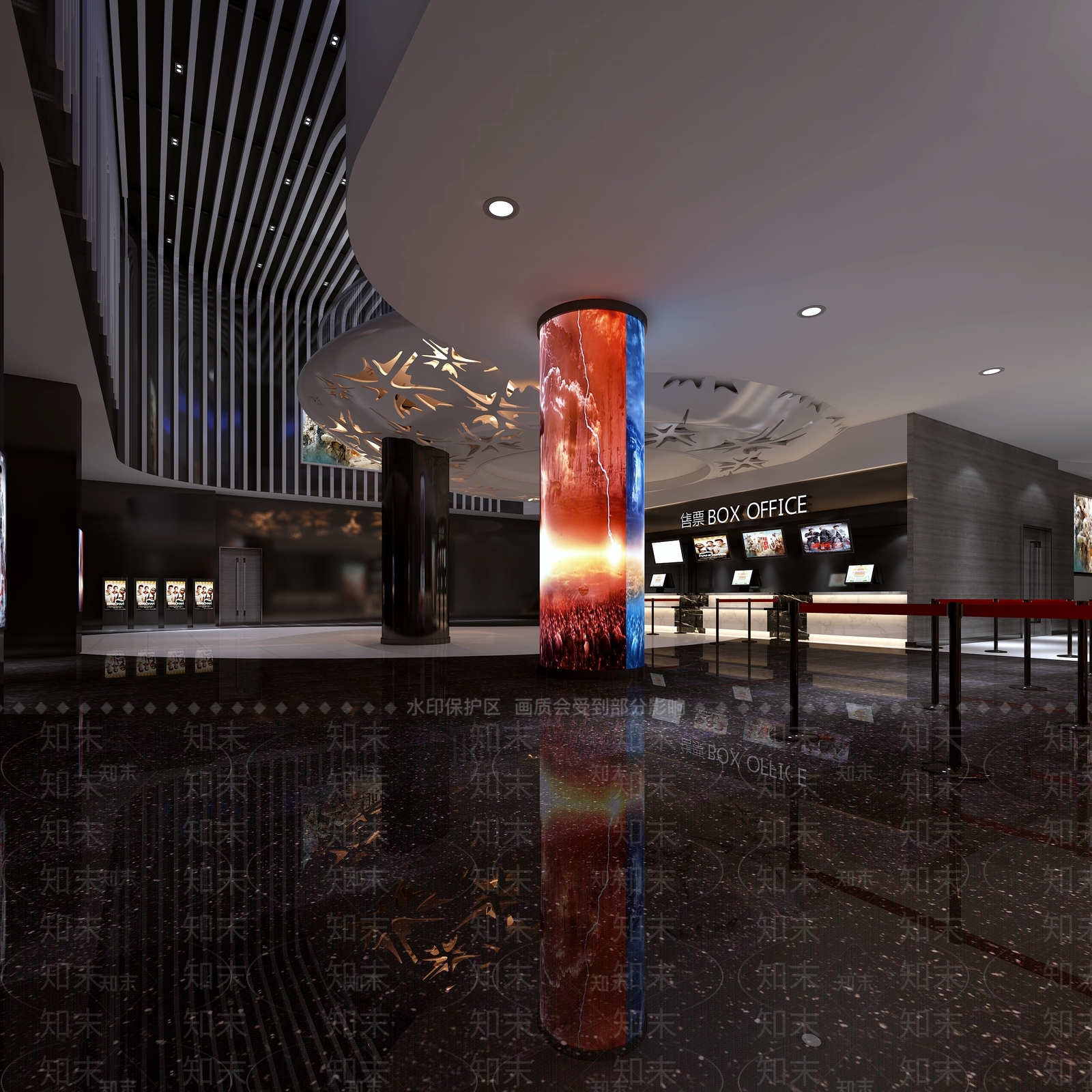 现代电影院大堂3D模型下载【ID:1100918967】