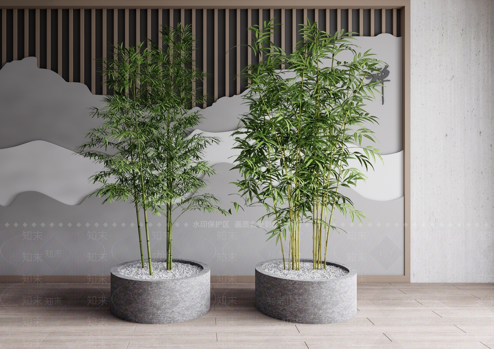 现代竹子盆栽SU模型下载【ID:1100919311】