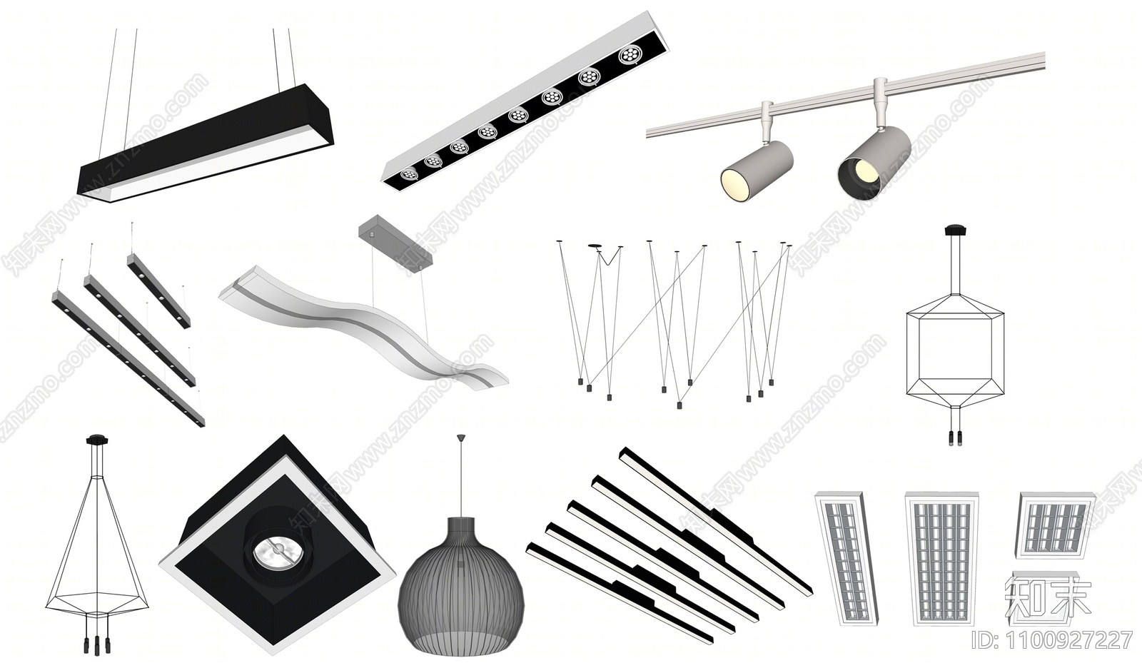 现代灯具组合SU模型下载【ID:1100927227】