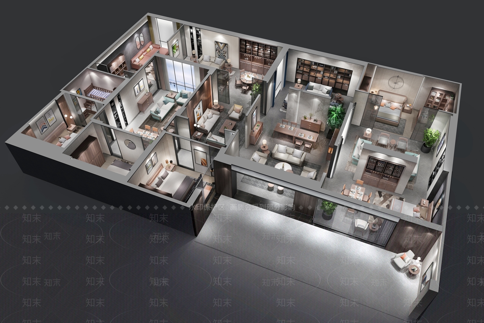 现代实木家居展厅3D模型下载【ID:1100930726】