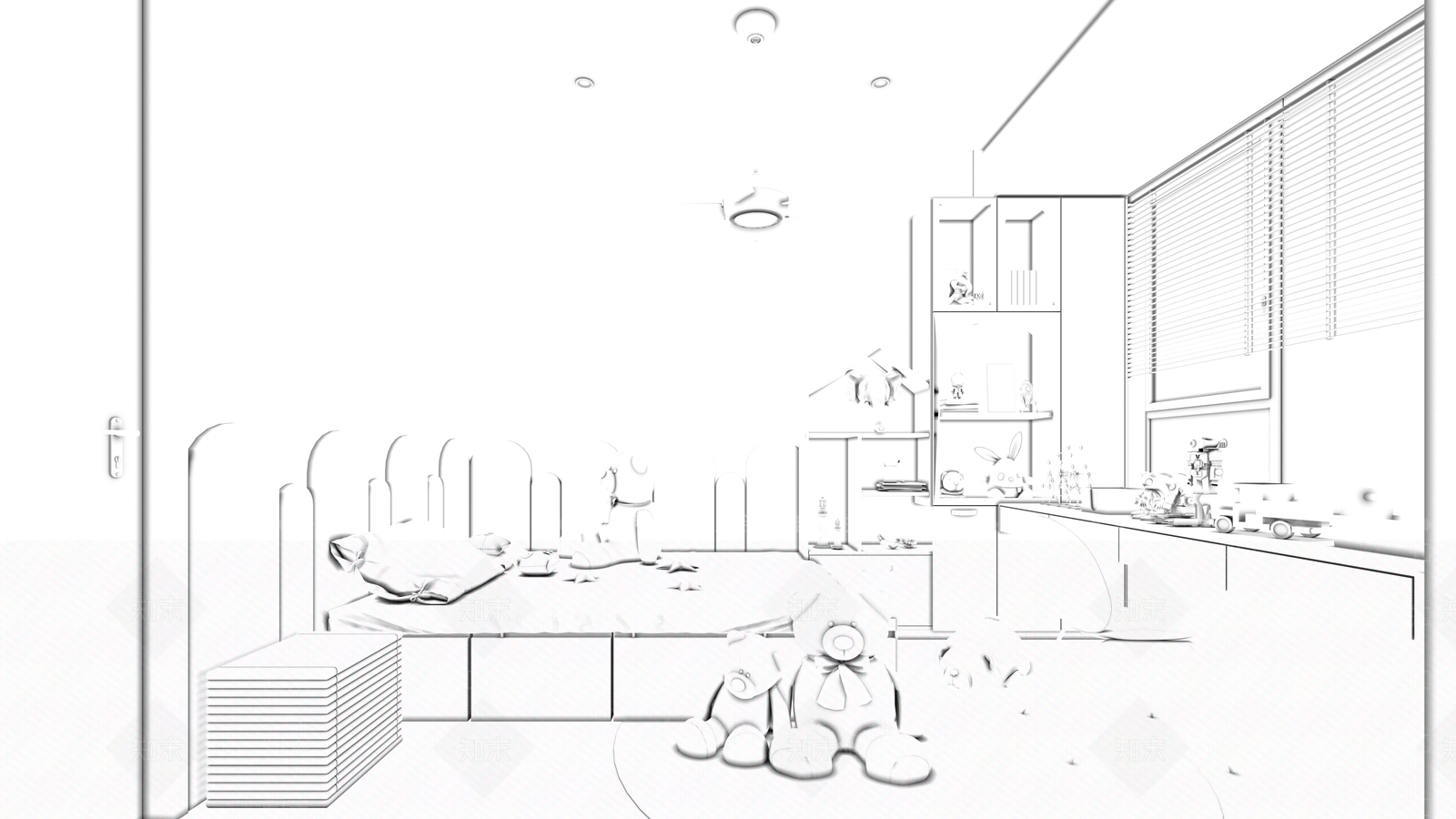 现代儿童房SU模型下载【ID:1100930640】