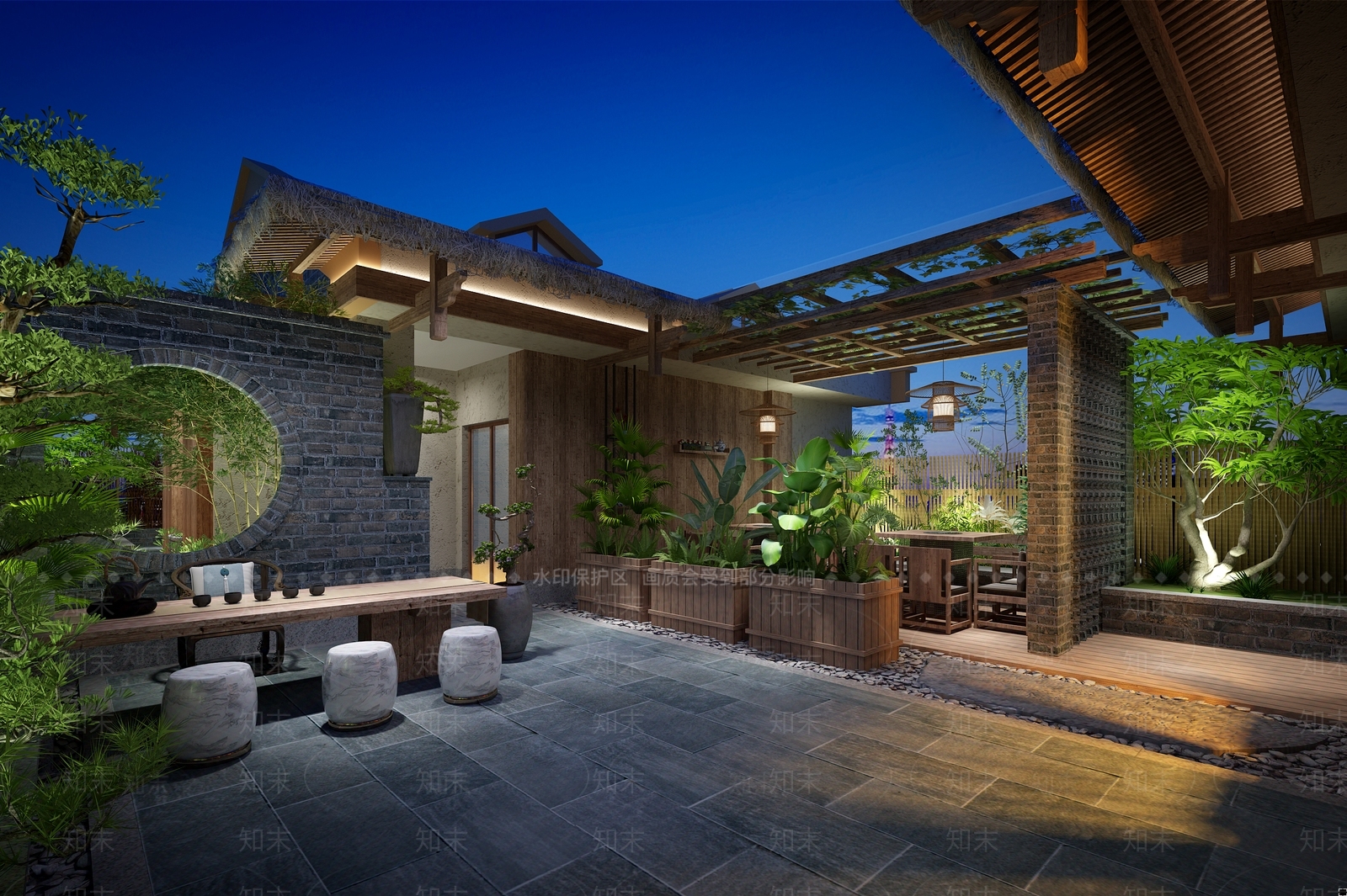 新中式火锅店3D模型下载【ID:1100942688】