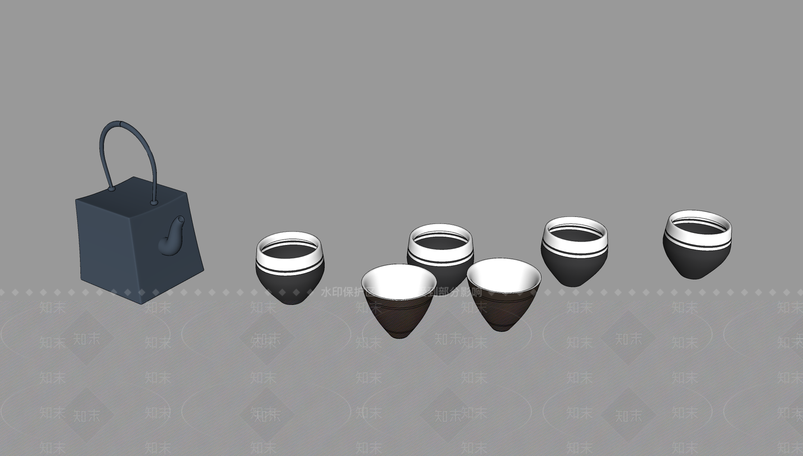 现代茶具SU模型下载【ID:1100944367】