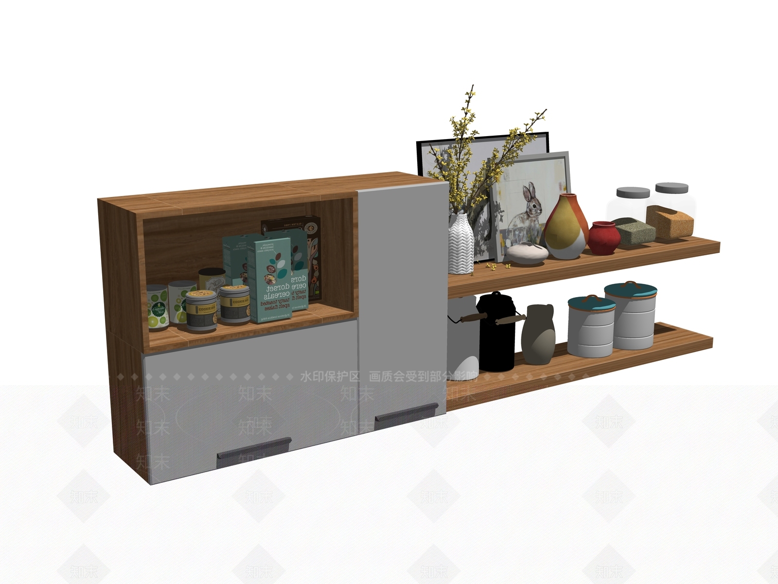 现代厨房用品组合SU模型下载【ID:1100947256】