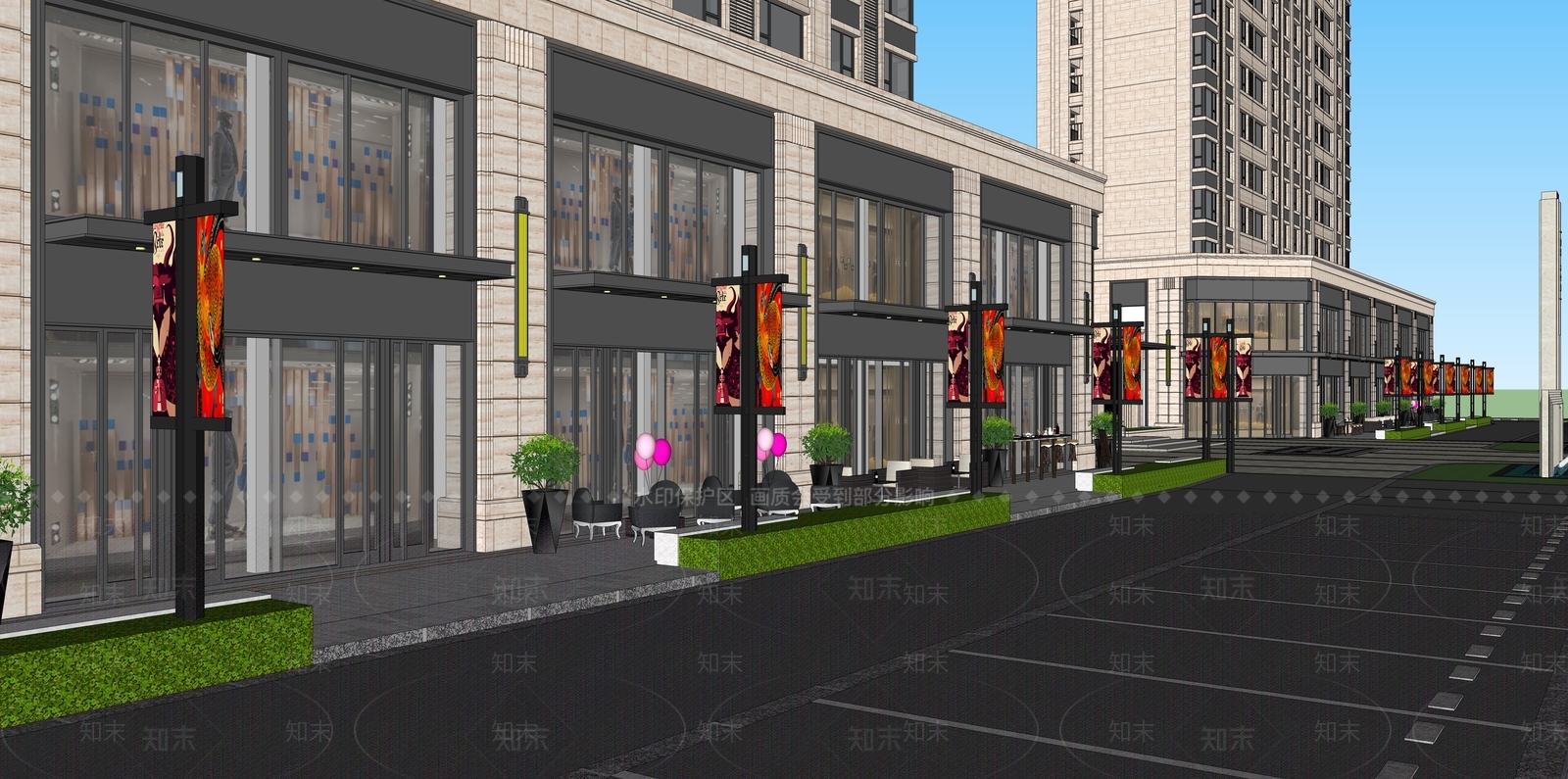 现代高层住宅SU模型下载【ID:1100949105】