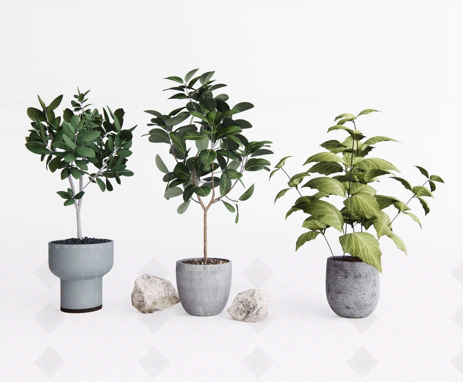 现代植物盆景SU模型下载【ID:1100950233】