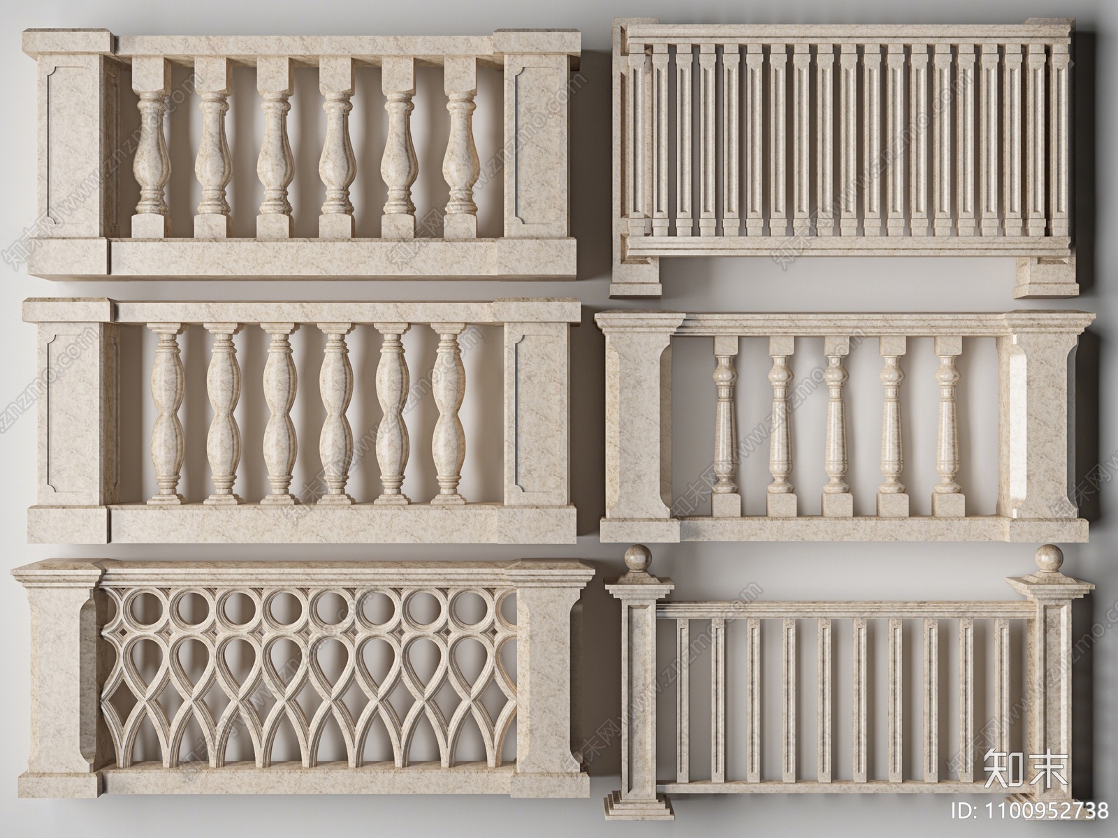 简欧大理石栏杆SU模型下载【ID:1100952738】