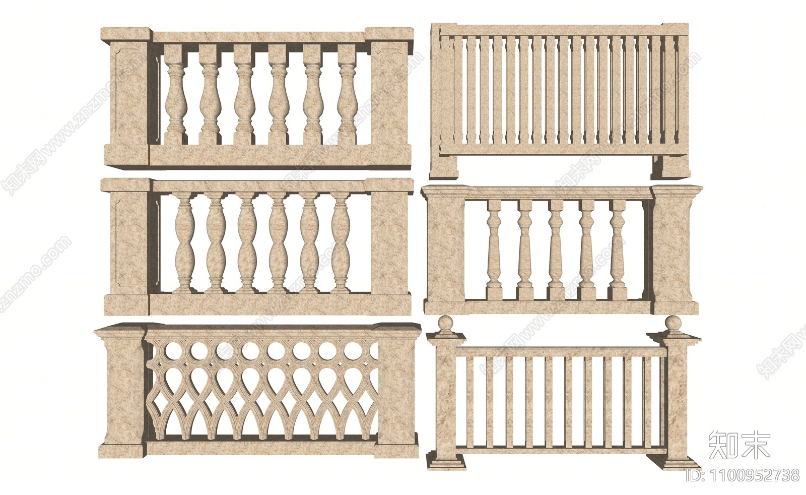 简欧大理石栏杆SU模型下载【ID:1100952738】