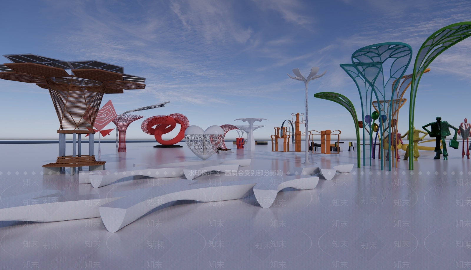 现代商业街雕塑小品SU模型下载【ID:1100953505】