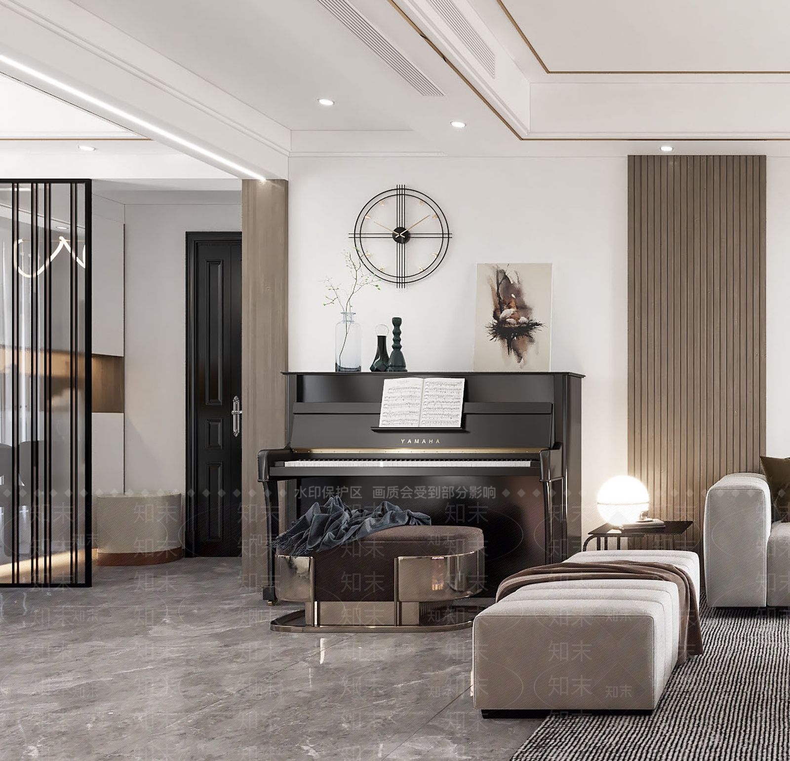 现代钢琴房3D模型下载【ID:1100954970】