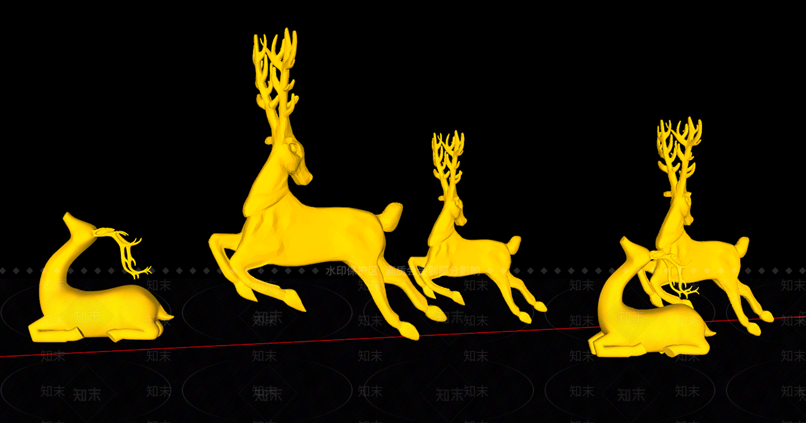 现代梅花鹿雕塑小品SU模型下载【ID:1100955351】