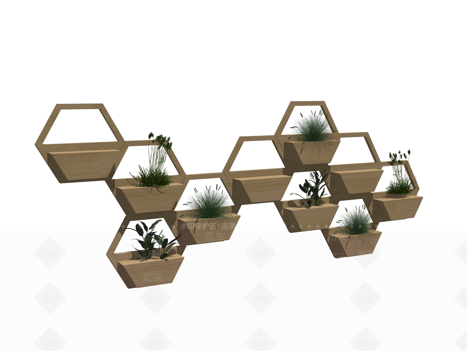 现代墙面挂绿植SU模型下载【ID:1100955903】