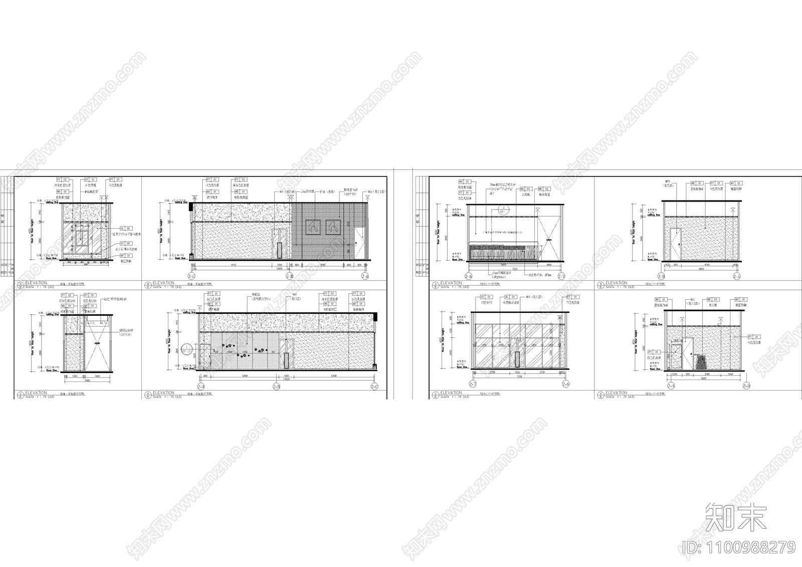阅览室过道施工图下载【ID:1100988279】