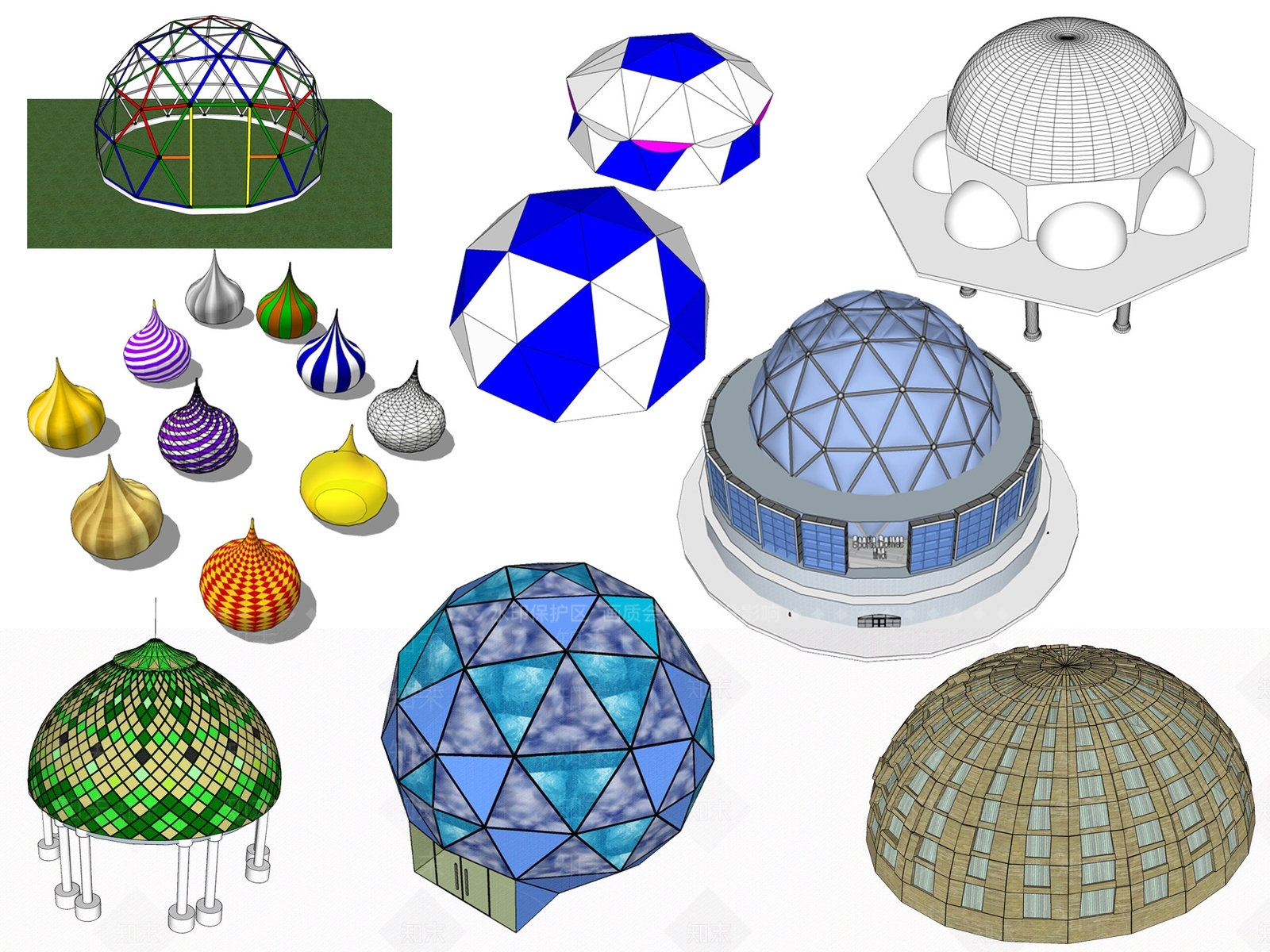 欧式穹顶构件SU模型下载【ID:1100989033】