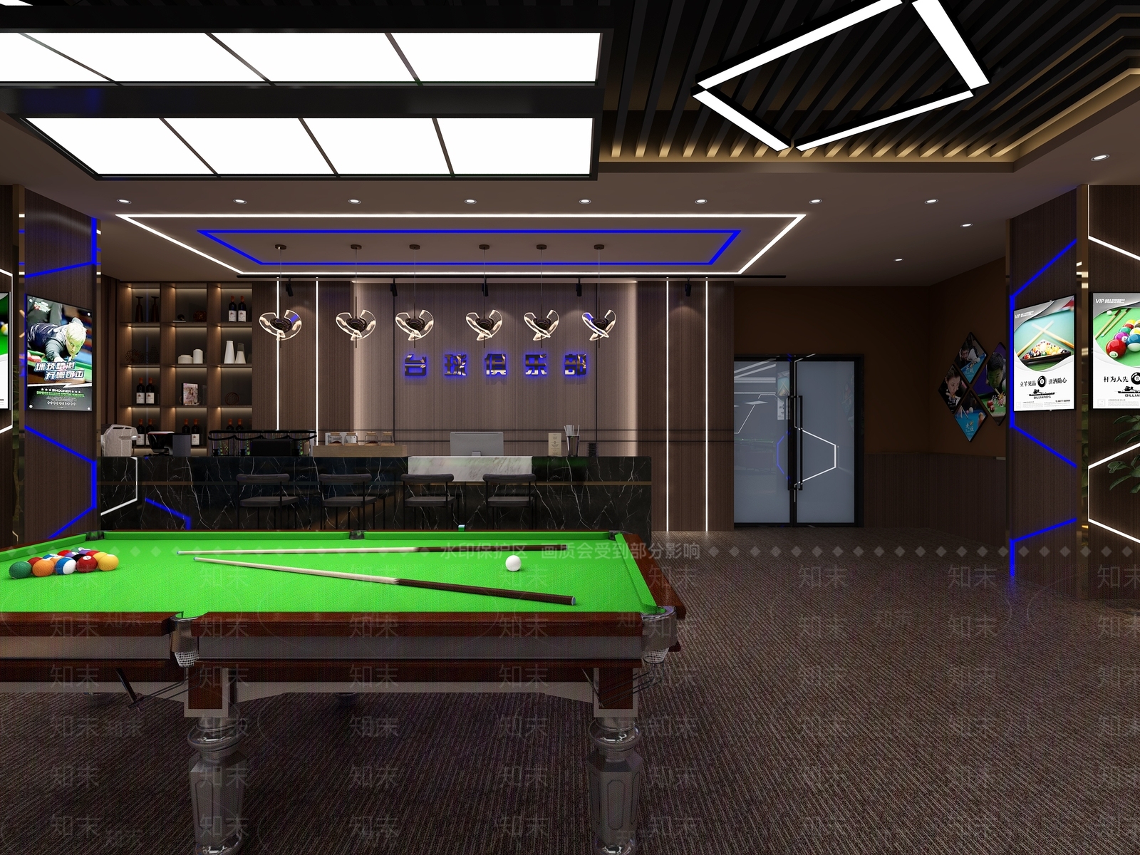 现代桌球室3D模型下载【ID:1100992770】