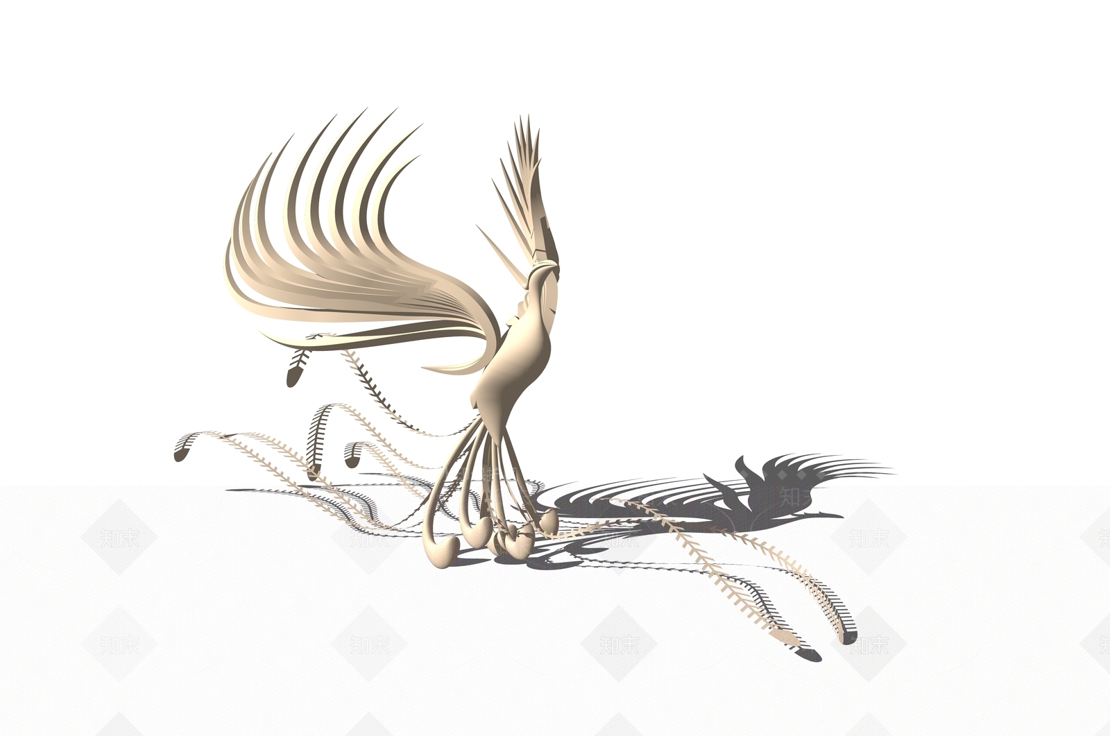 现代凤凰雕塑SU模型下载【ID:1100994753】