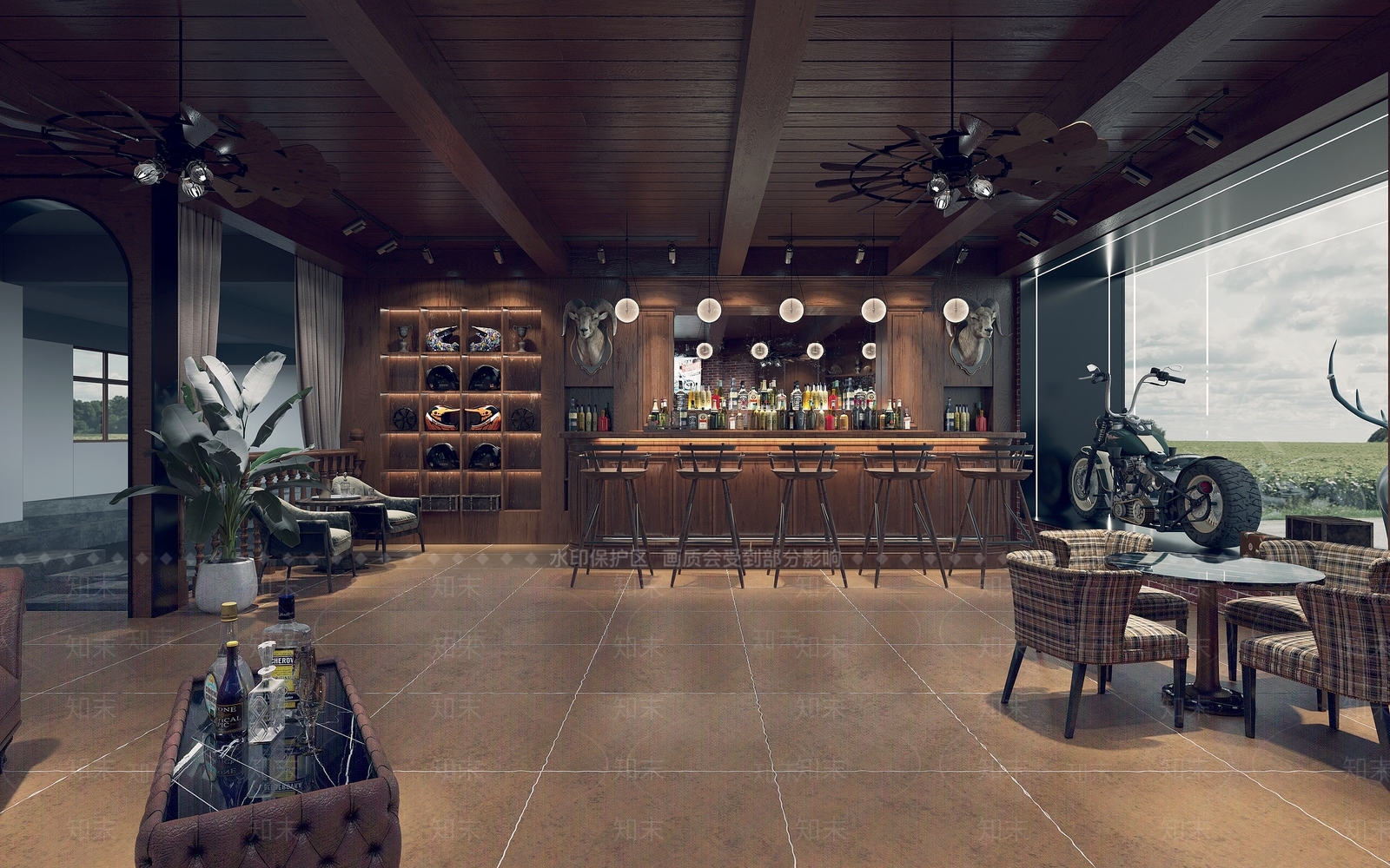 美式机车酒吧3D模型下载【ID:1100996920】