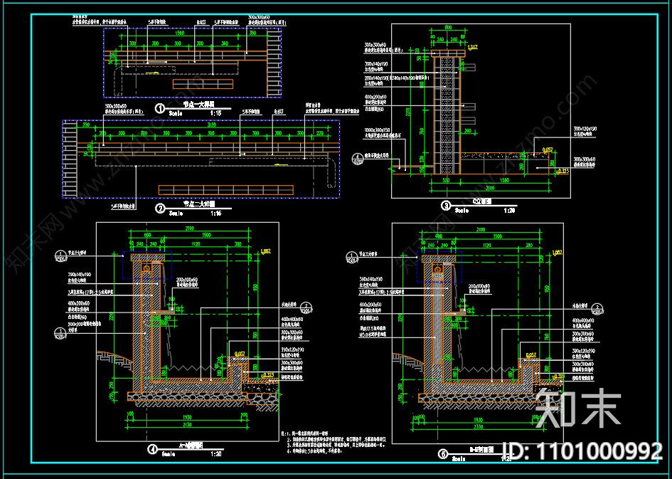 水景景墙cad施工图下载【ID:1101000992】
