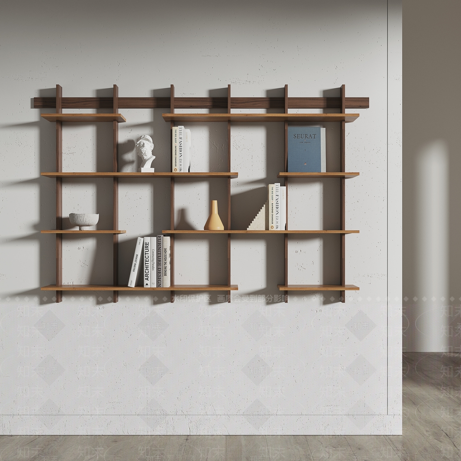 北欧实木墙上装饰架3D模型下载【ID:1101007746】