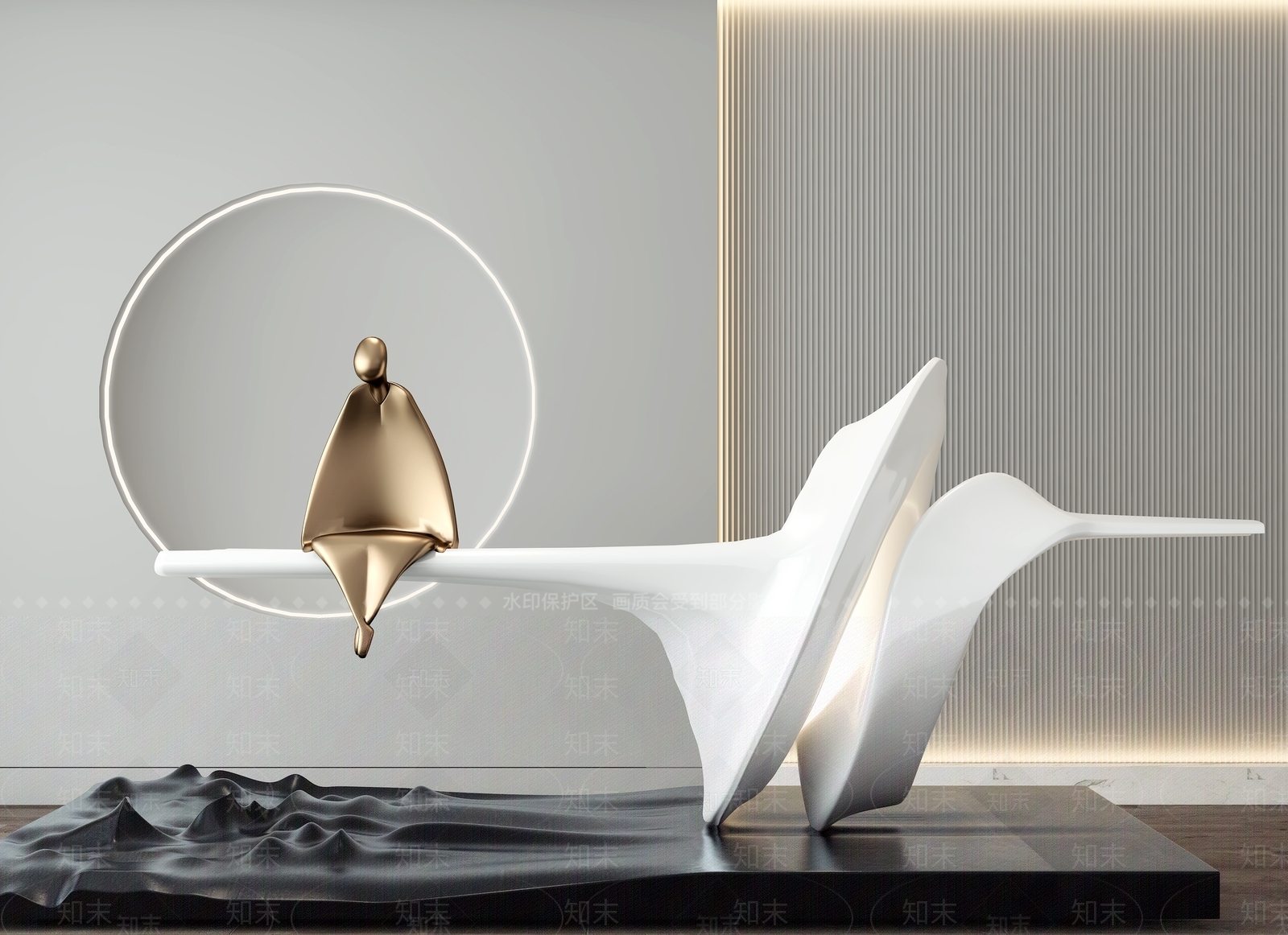 现代雕塑装置3D模型下载【ID:1101005224】