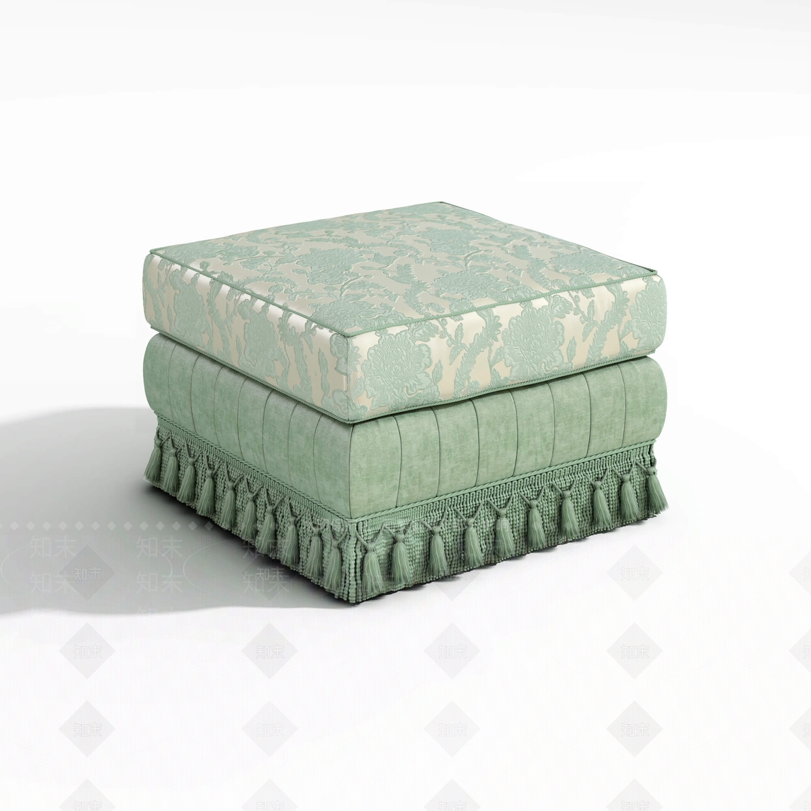 欧式古典绿色凳子3D模型下载【ID:1101008478】