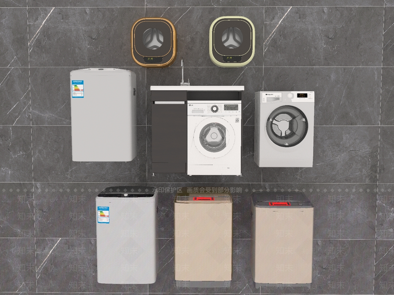 现代滚筒洗衣机3D模型下载【ID:1101012136】