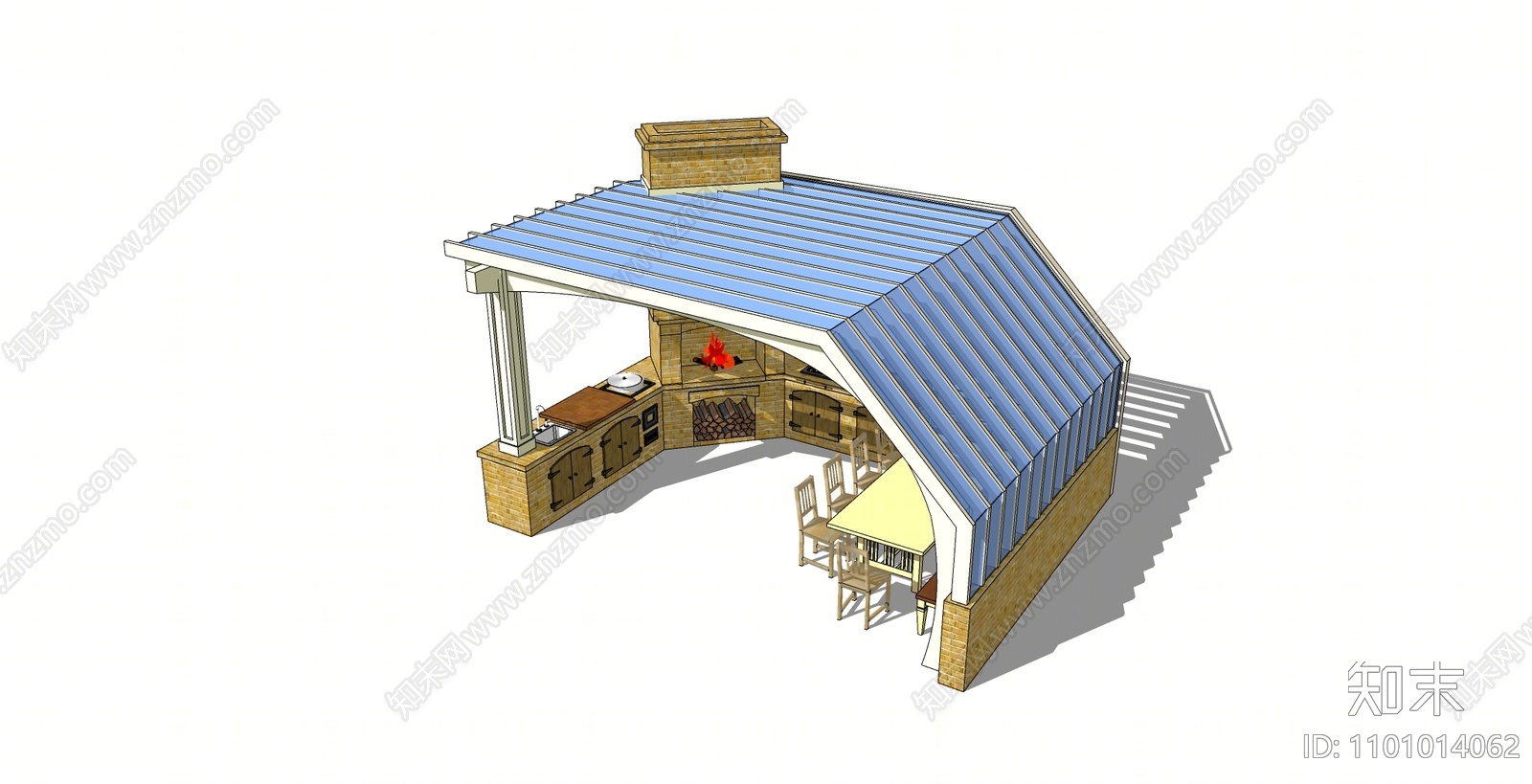 现代烧烤亭子SU模型下载【ID:1101014062】
