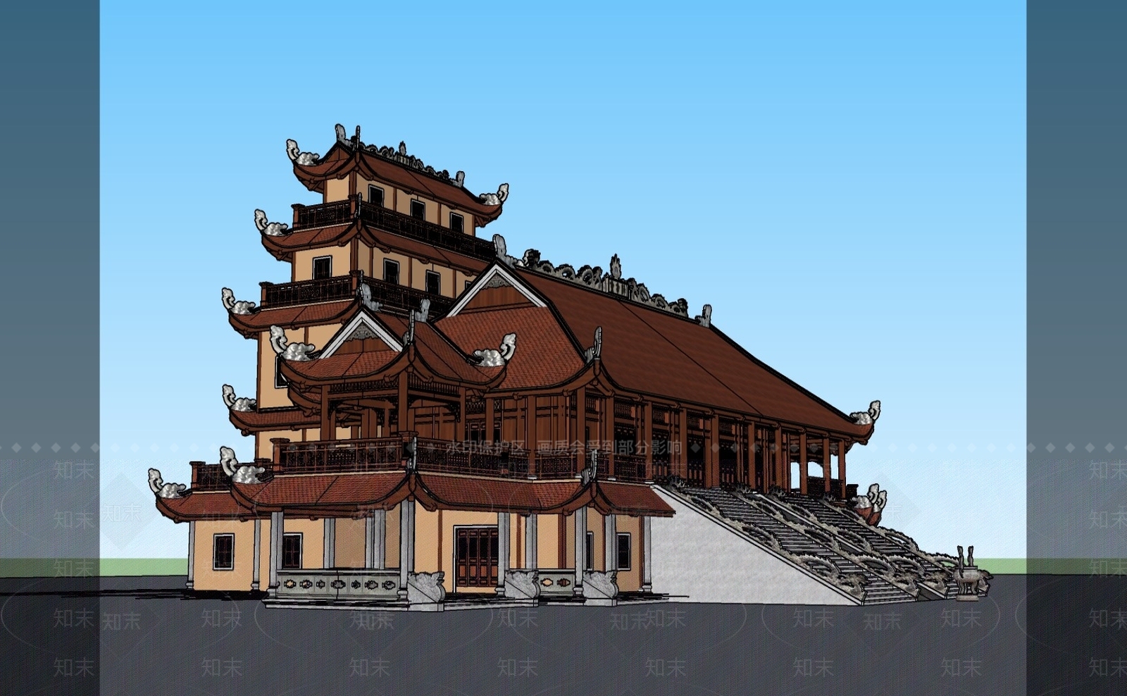 东南亚寺庙建筑SU模型下载【ID:1101014184】