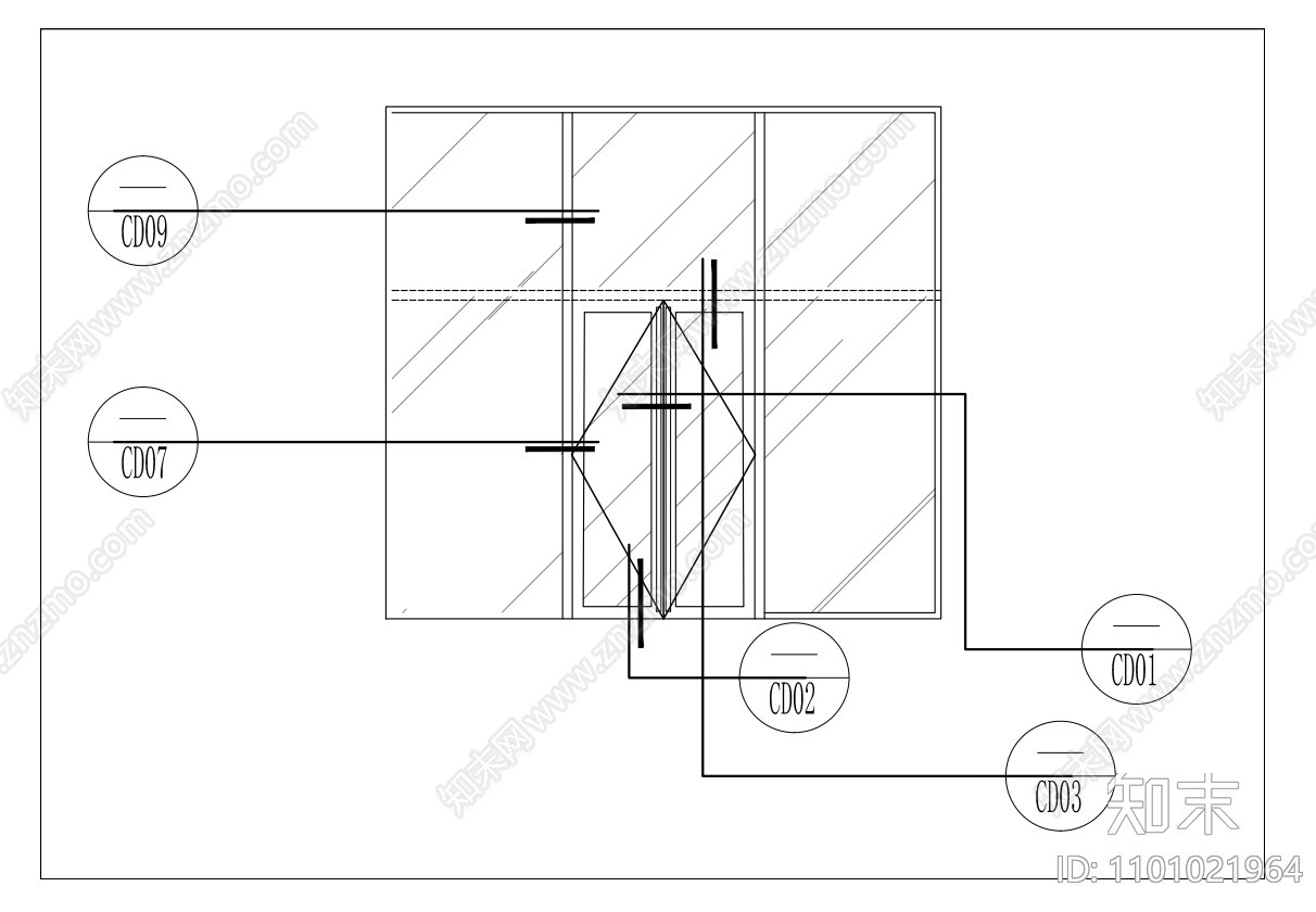 外立面入口玻璃门剖面施工图下载【ID:1101021964】