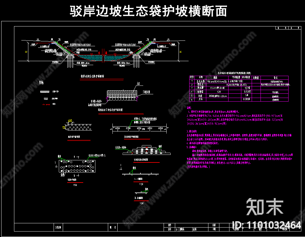 驳岸边坡生态袋护坡横断面施工图下载【ID:1101032464】