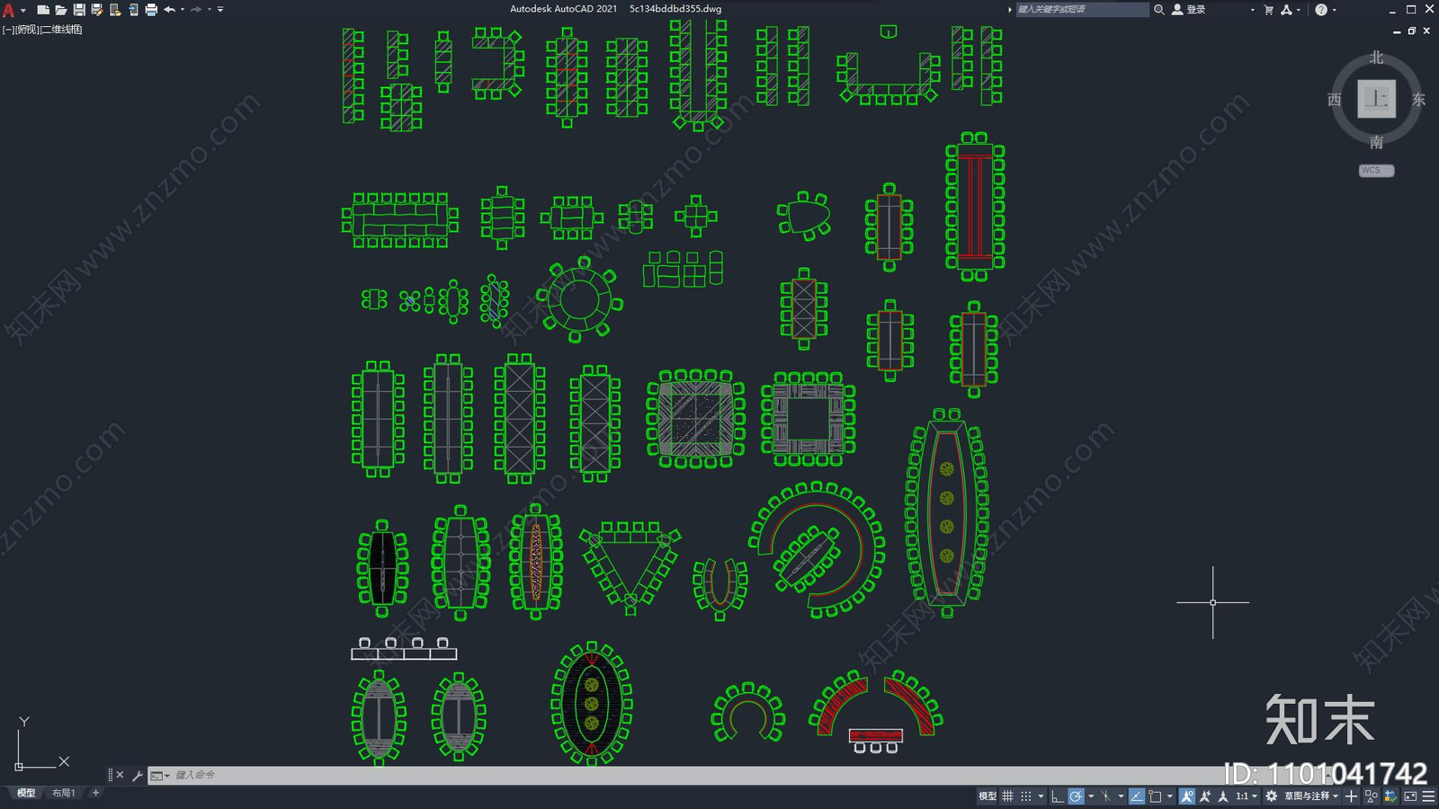 常用会议桌模型施工图下载【ID:1101041742】