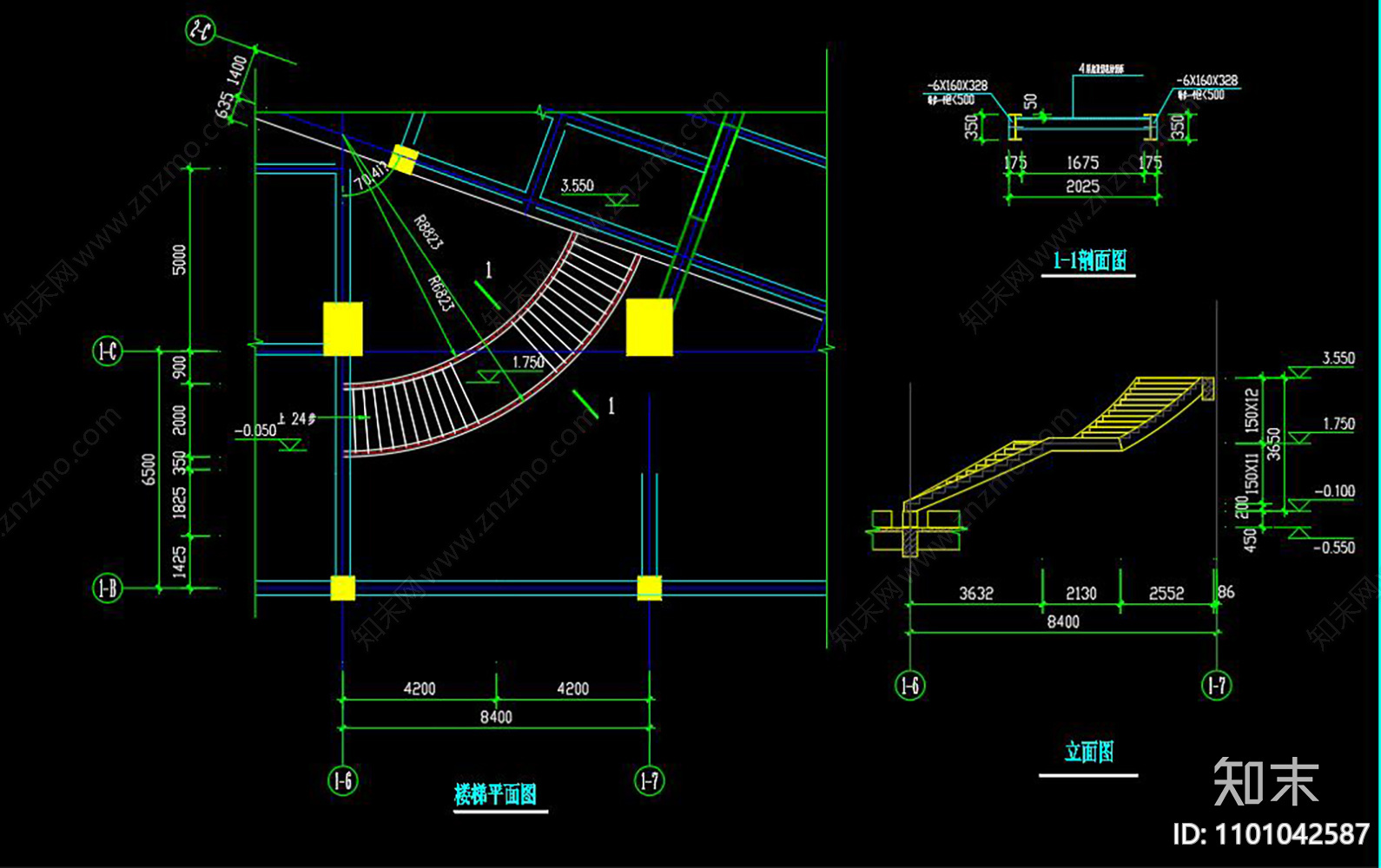 某钢结构楼梯节点构造详图施工图下载【ID:1101042587】