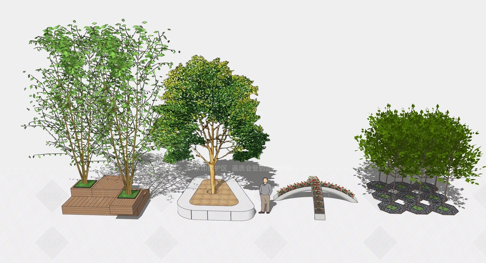 现代景观树池SU模型下载【ID:1101047120】