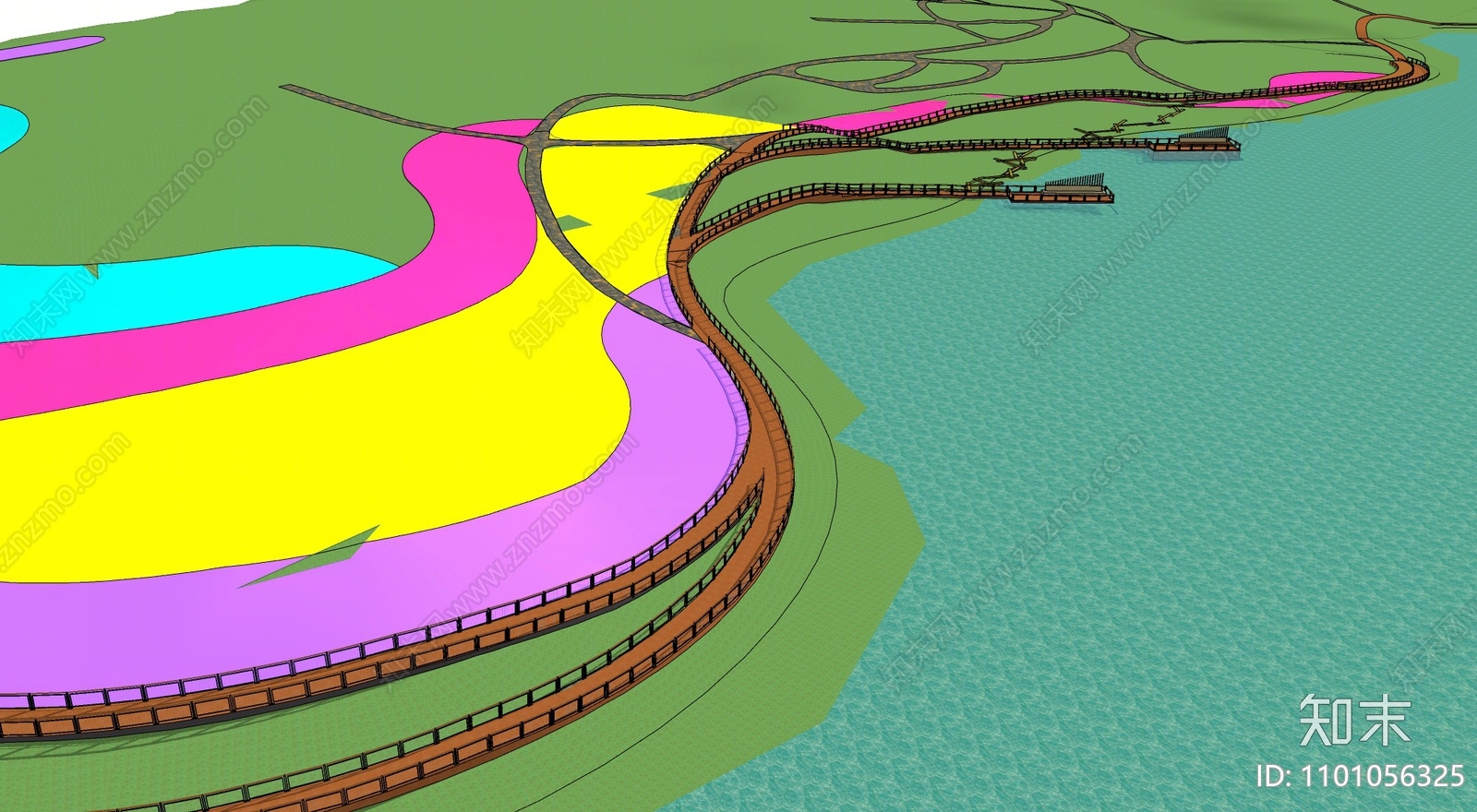 现代滨水景观SU模型下载【ID:1101056325】