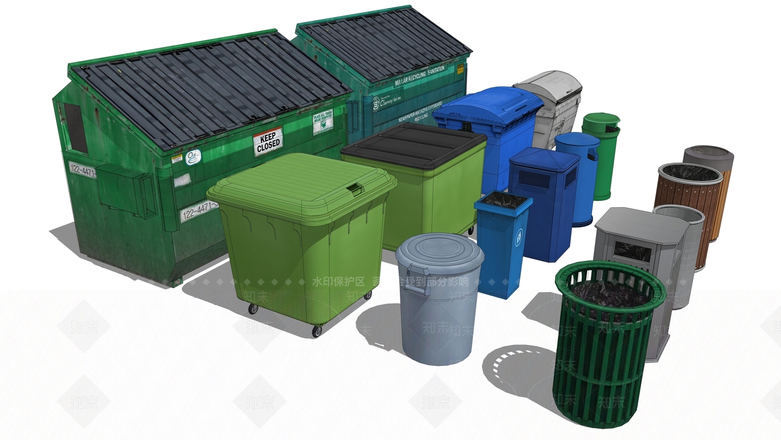 现代公共垃圾桶SU模型下载【ID:1101062058】