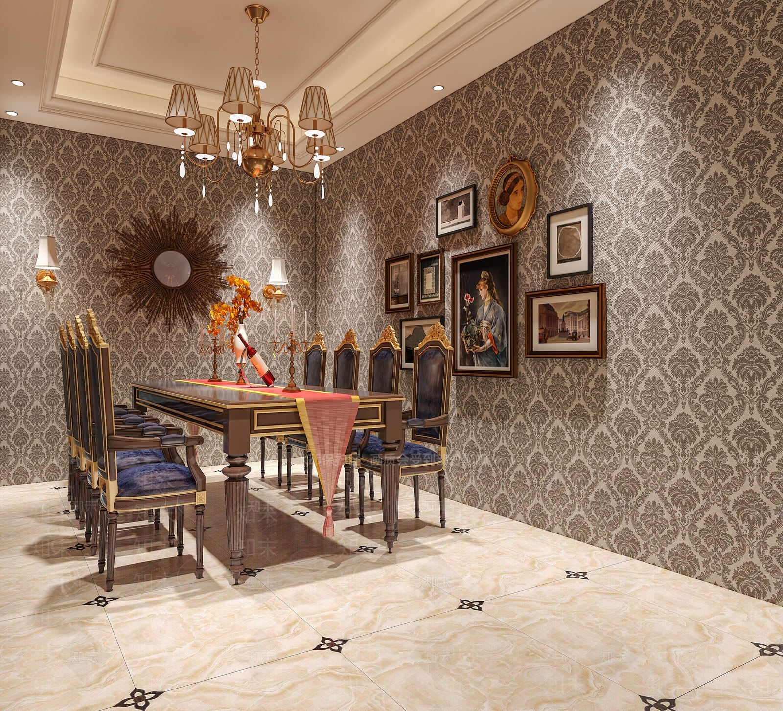 欧式古典剧本杀包厢3d模型下载