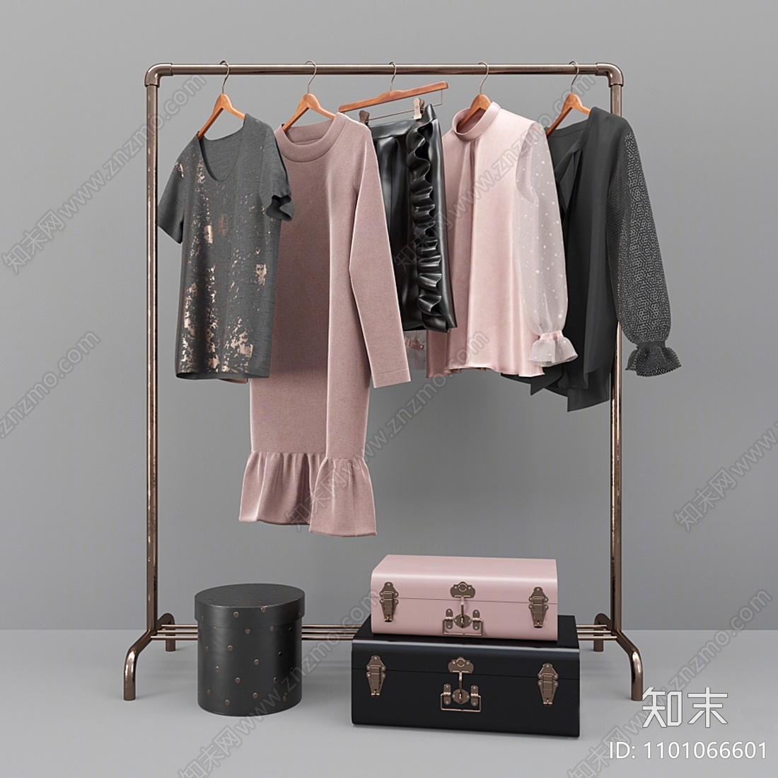 现代服装衣架3D模型下载【ID:1101066601】