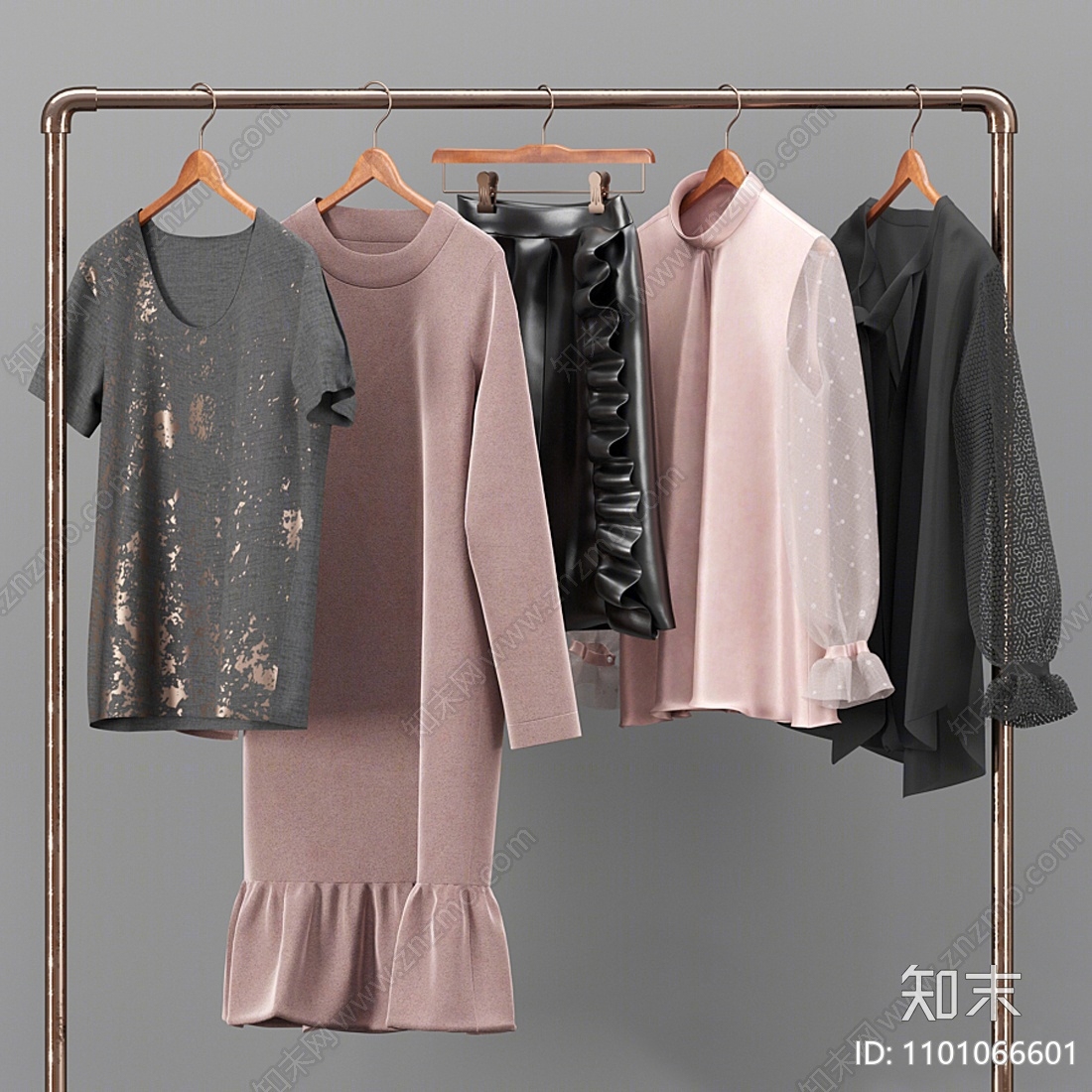 现代服装衣架3D模型下载【ID:1101066601】