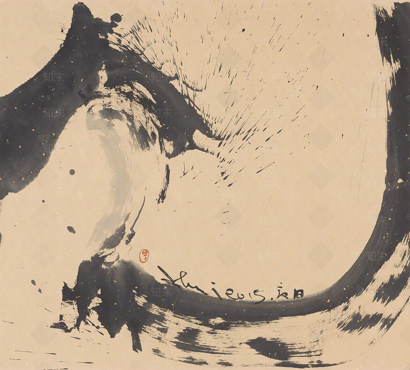 AGSA现代新中式书法水墨写意抽象画贴图下载【ID:1101069659】