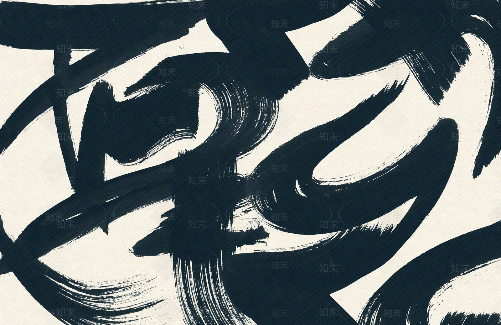 artsy现代新中式抽象水墨书法背景墙墙布贴图下载【ID:1101070245】