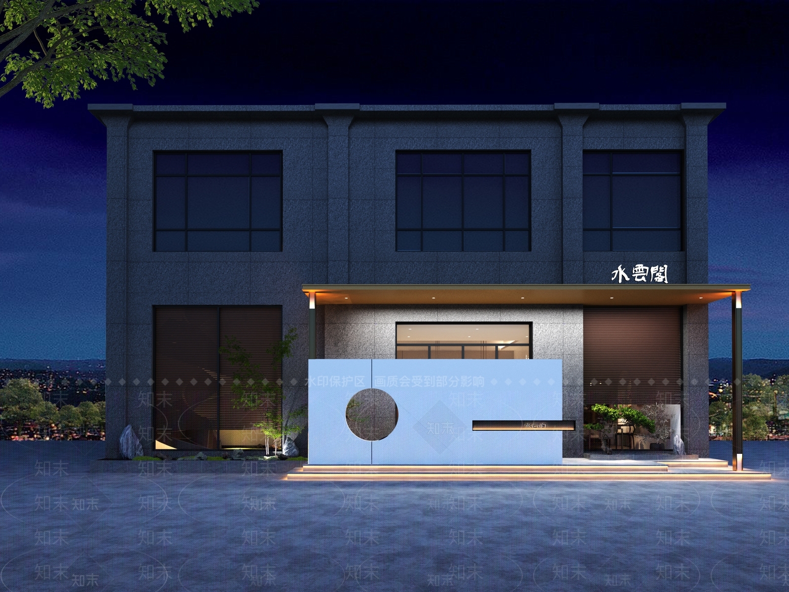 新中式茶会所门头门面3D模型下载【ID:1101071179】