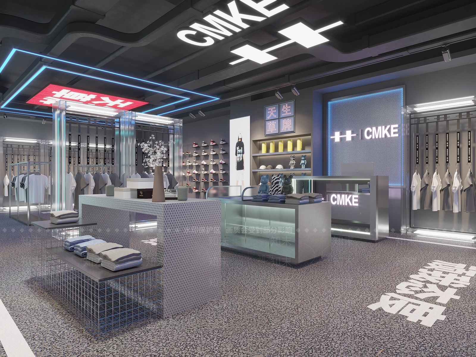 工业风服装店3D模型下载【ID:1101072539】