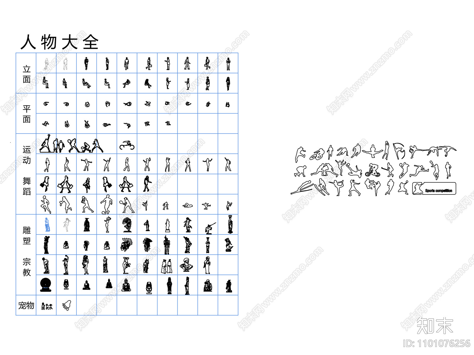 人物大全cad施工图下载【ID:1101076256】