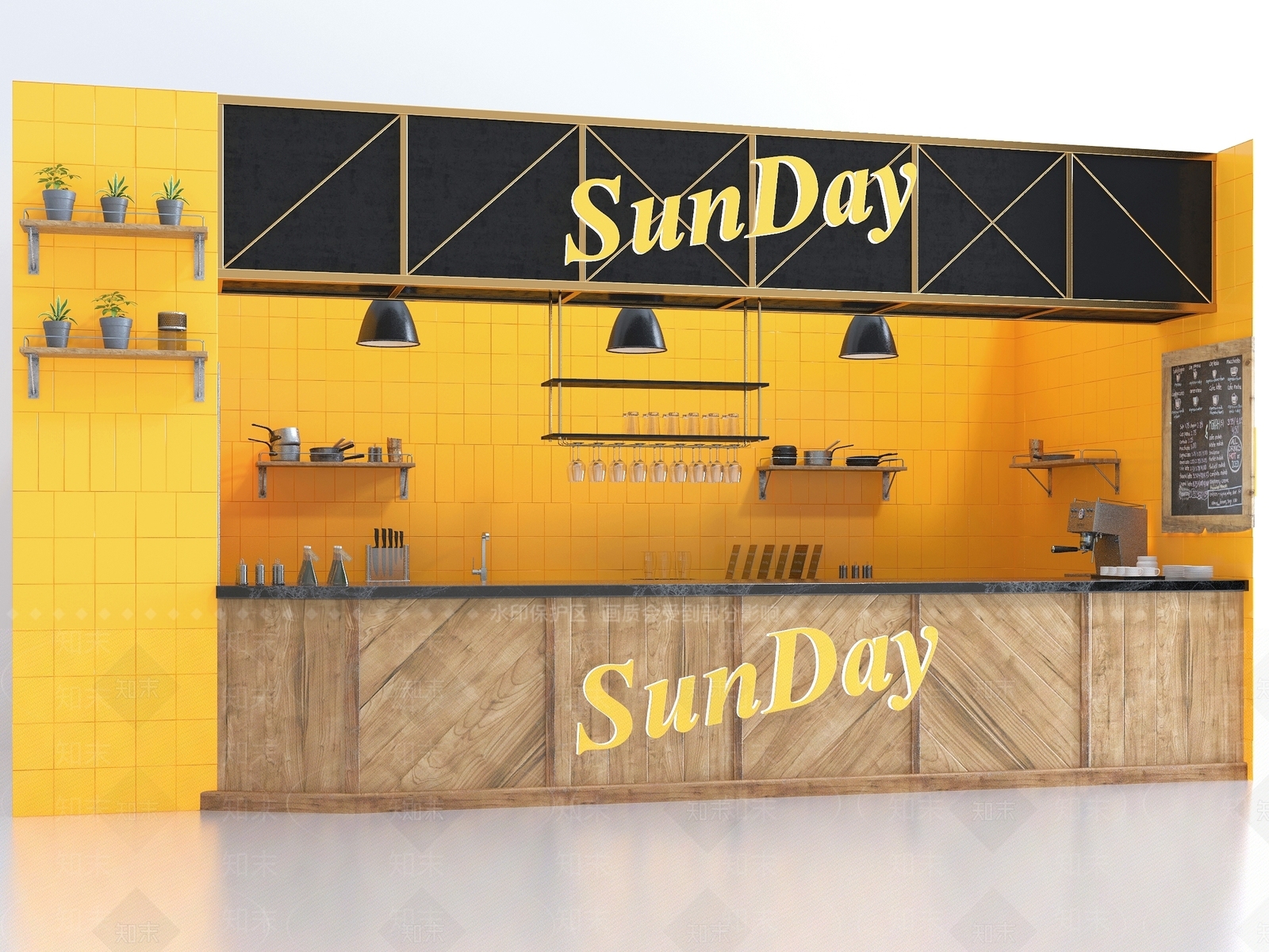 现代咖啡厅前台3D模型下载【ID:1101077287】