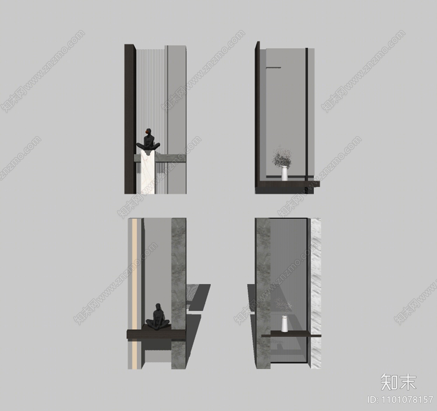 现代装饰性玄关SU模型下载【ID:1101078157】